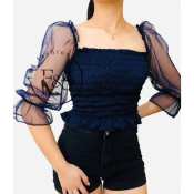 Tops For Women New Fashion Lace Long Smocked Blouse For Women