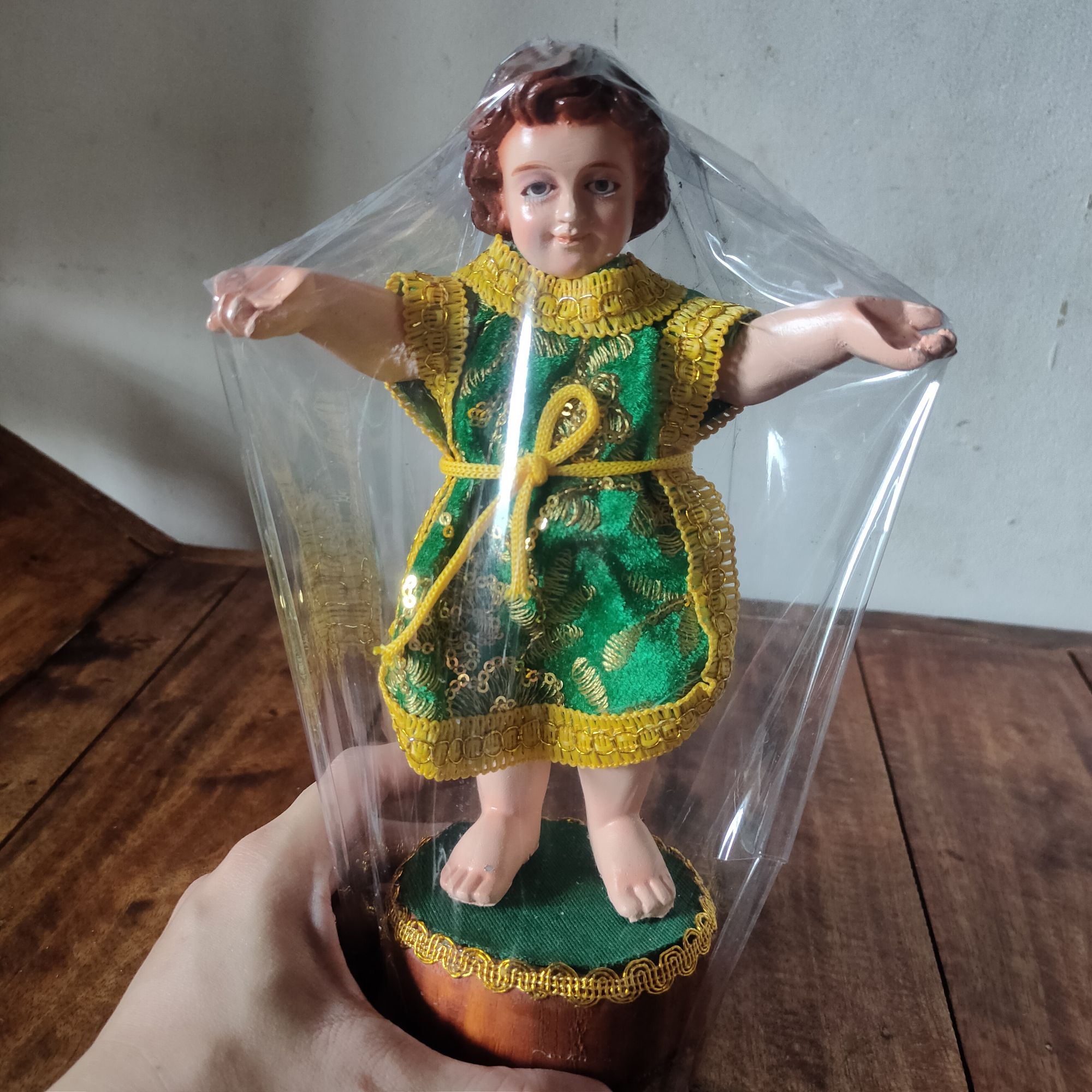 green emerald velvet dress Santo Nio de Atocha  Holy Child of Atocha Out Of Print