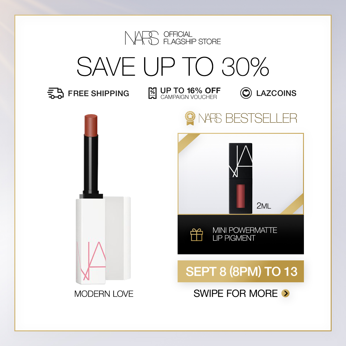 Discount on NARS  shoes - SKU: [9.9 EXCLUSIVE] NARS Pure Paradise Powermatte Lipstick + Powermatte Lip Pigment in American Woman (S
