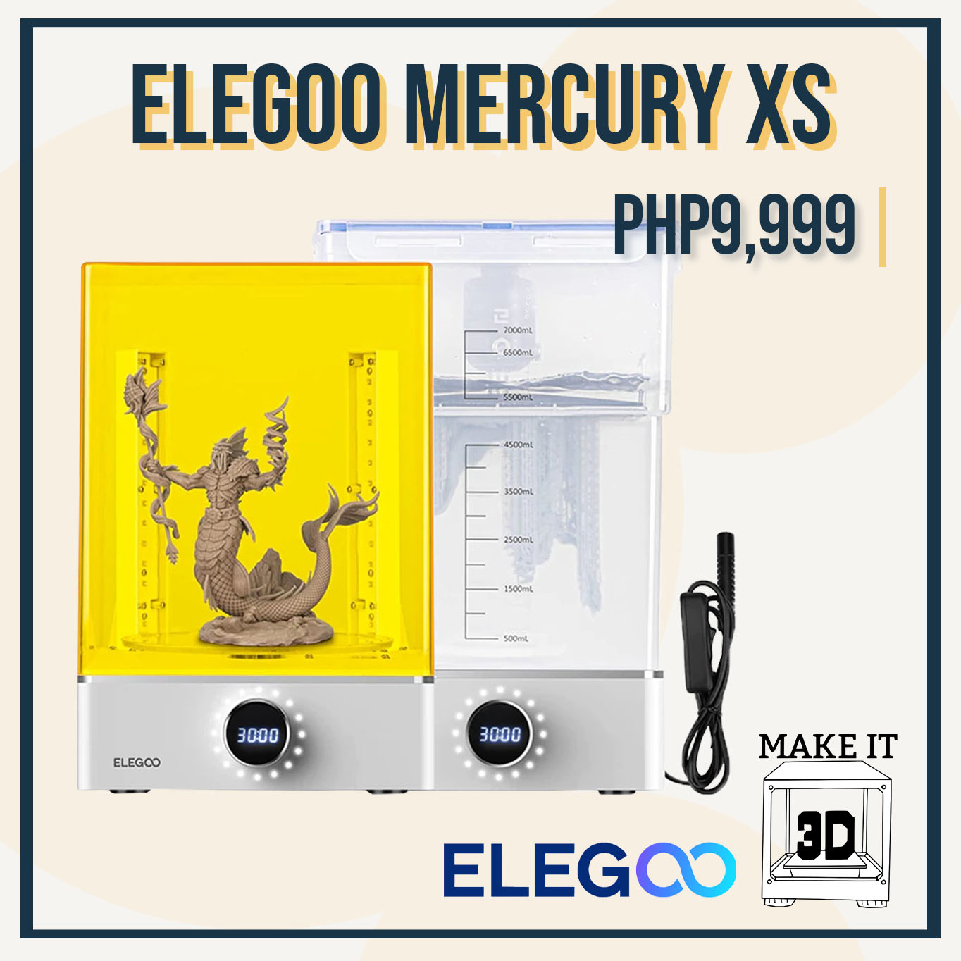 ELEGOO Mercury XS Bundle with Separate Washing and Curing Station for Resin  3D Printed Models Yellow 