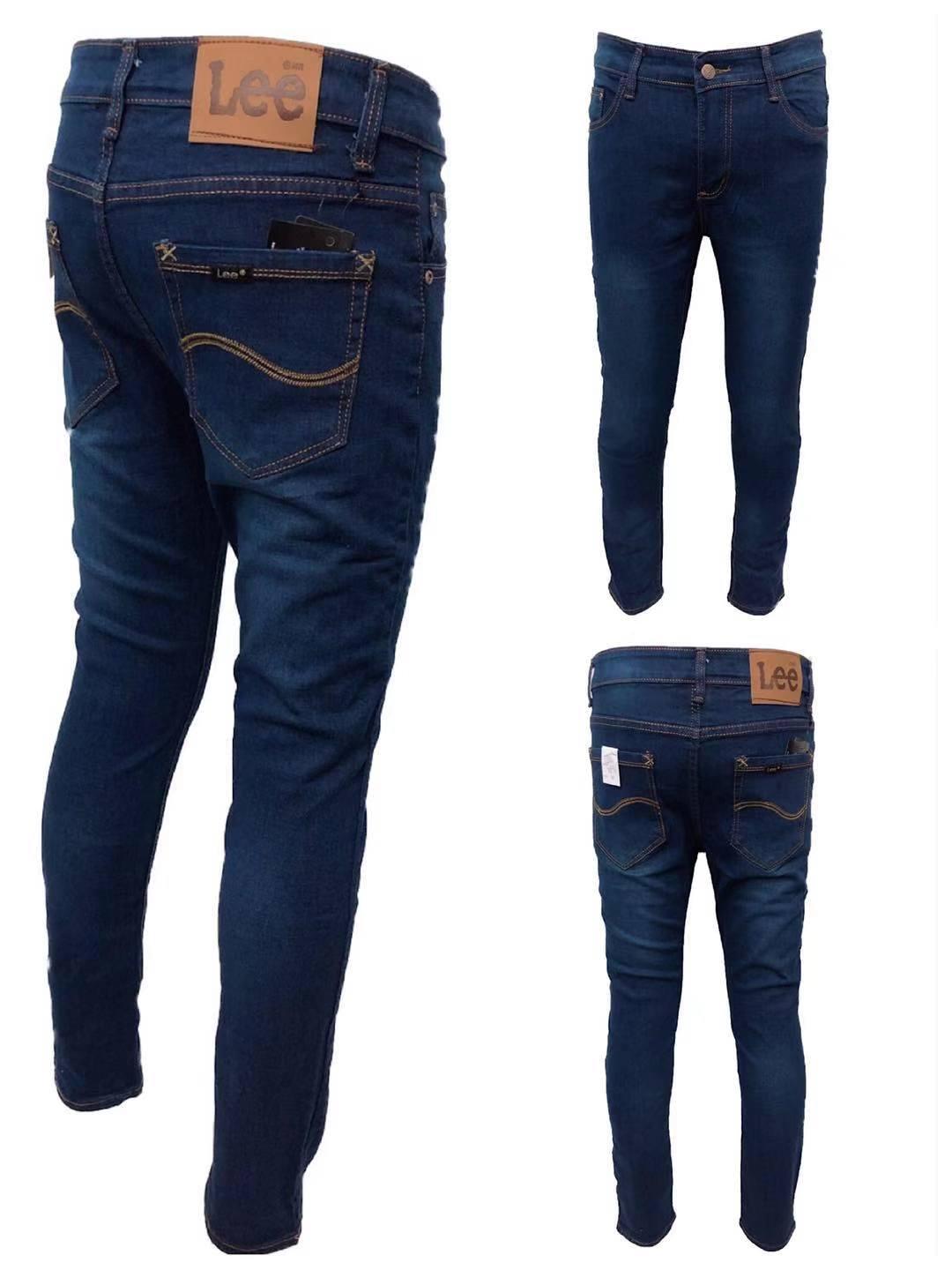 Navy Blue Stretch Skinny Jeans for Men by Brand