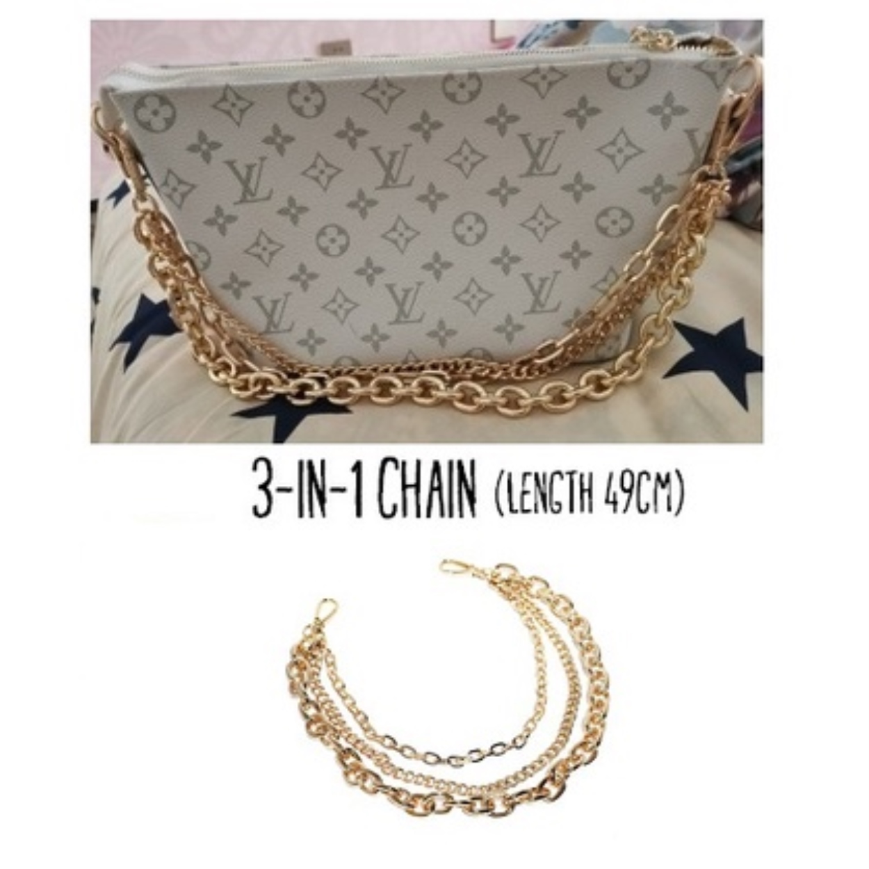 SILVER THICK PURSE CHAIN STRAP FOR LV TOILETRY 26 MAKE-UP, 52% OFF