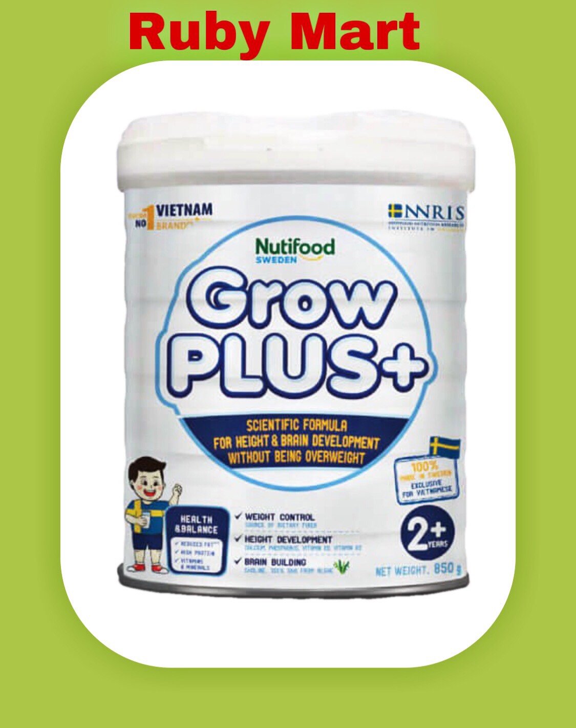 T5 2023 Sữa Bột Nutifood GROW PLUS TRẮNG cho trẻ béo phì Lon 850g trẻ 2