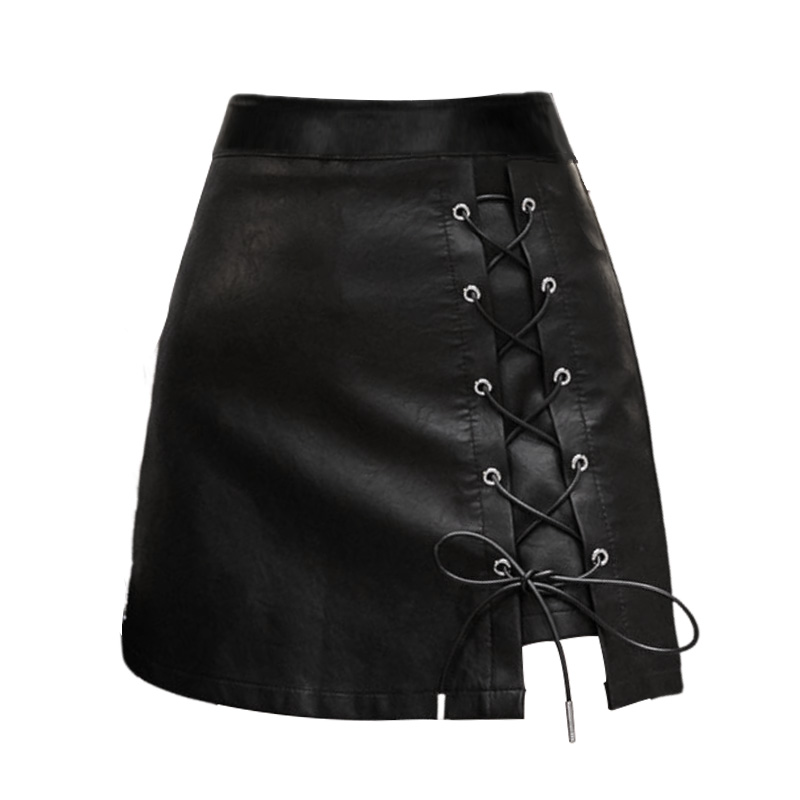 pleated skirt high waist A-line college style short skirt black