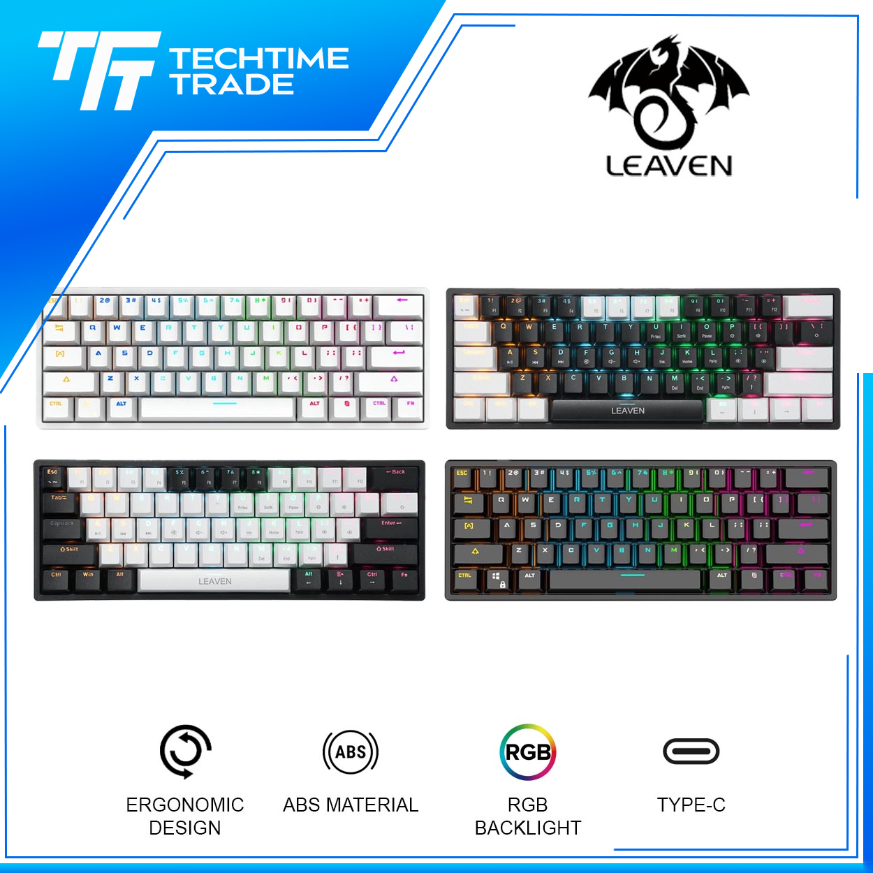 Leaven K620 Mechanical Keyboard - RGB Backlit Gaming Keyboard