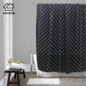 Socone Luxury Black and White Shower Curtain - Waterproof