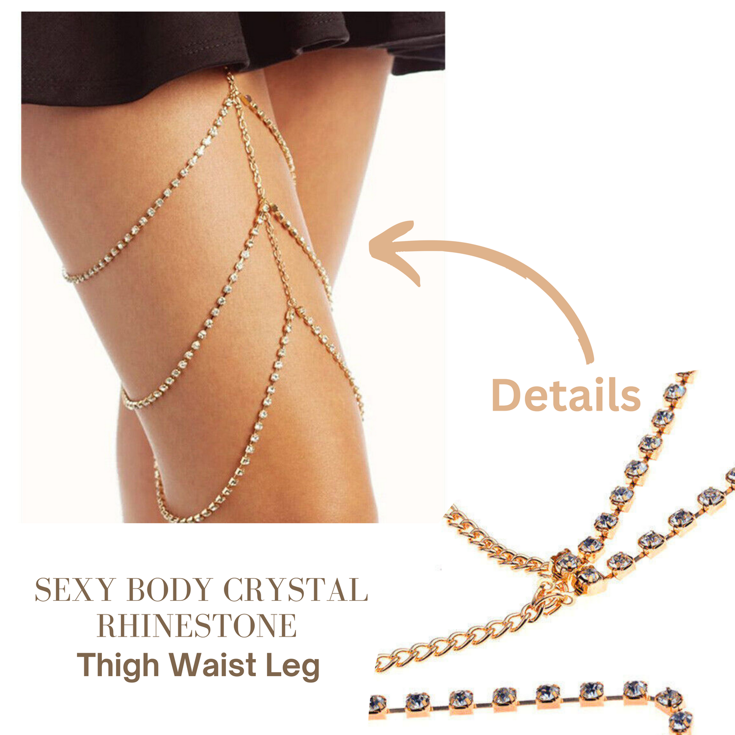  Rhinestone Thigh Chain Jewelry Crystal Butterfly Leg