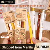 Cute Capybara Retractable Gel Pens - 4 Pack, 0.5mm