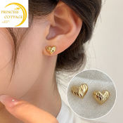 Saudi Pure Gold Heart-shaped Earrings by 