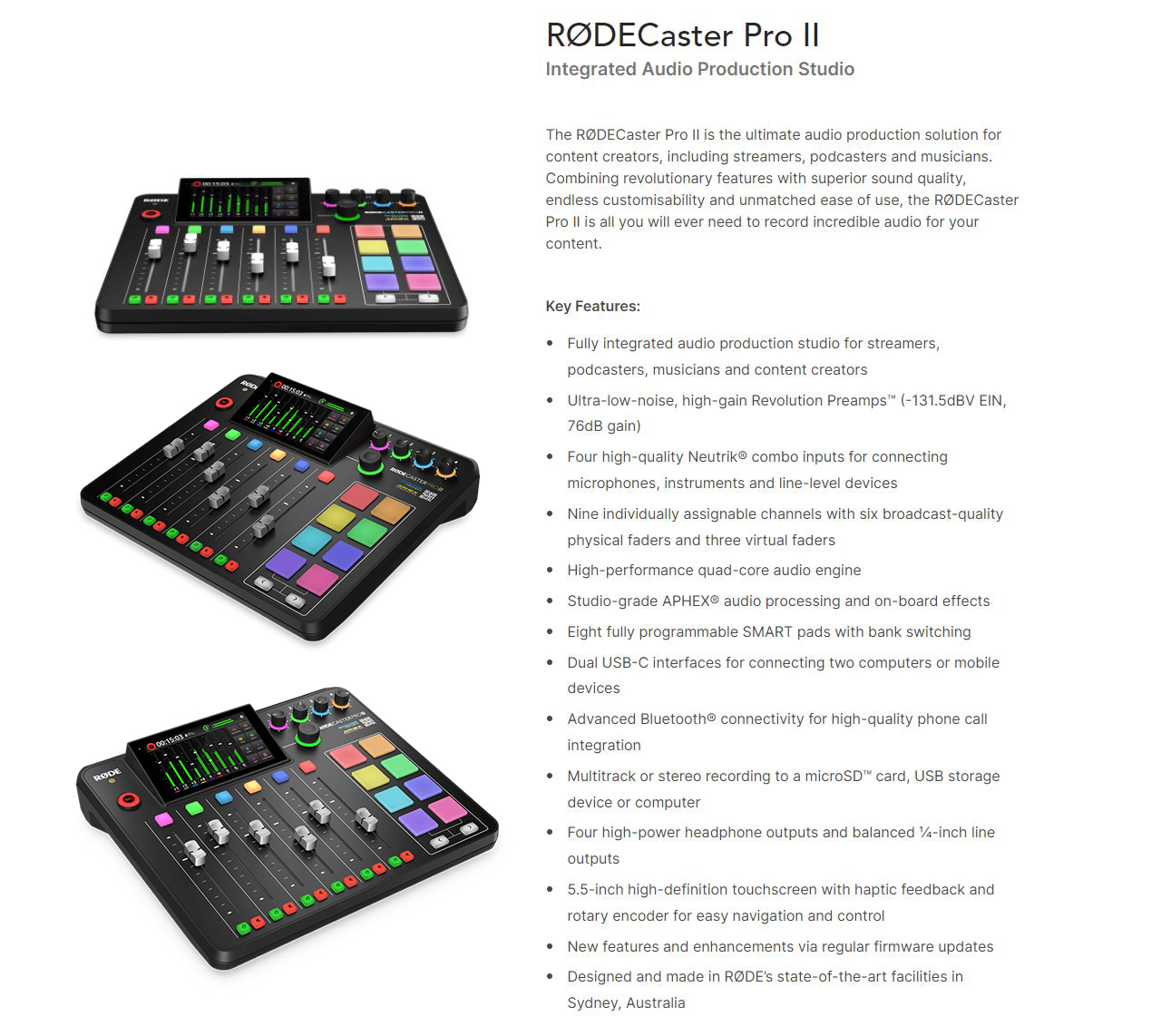 RODE RODECaster PRO II Integrated Audio Production Studio 