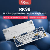 RK Royal Kludge RK98 Mechanical Gaming Keyboard Tri-Mode 2.4G Bluetooth 5.1 USB-C 100 Keys Hot Swappable Keyboard 3 Usb Ports Rgb Backlit Computer Keyboard with 3750mAh Battery