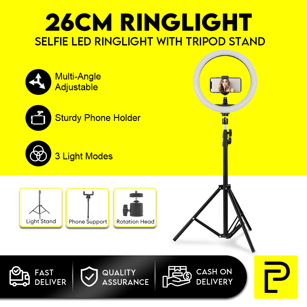 MJ33 RGB LED Soft Ring Light 33CM avec trépied et support de téléphone –