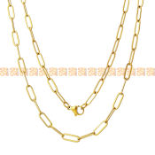 SBGM Stainless Steel Gold Plated Paperclip Necklace with Jewelry Box