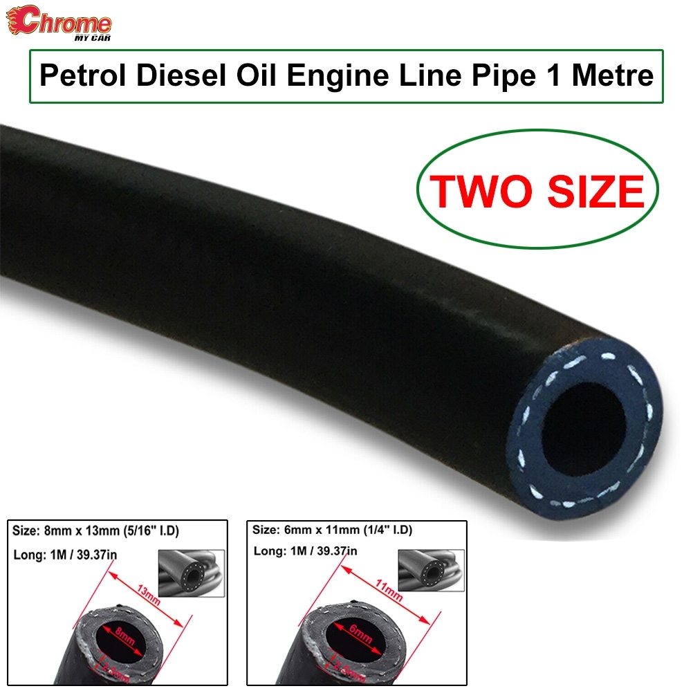 11mm Outer diameter anti-aging Protector 6mm Car Fuel Petrol Oil Diesel Hose Line Pipe Tube 1 Meter Black 6mm Inner 1/4 I.D 