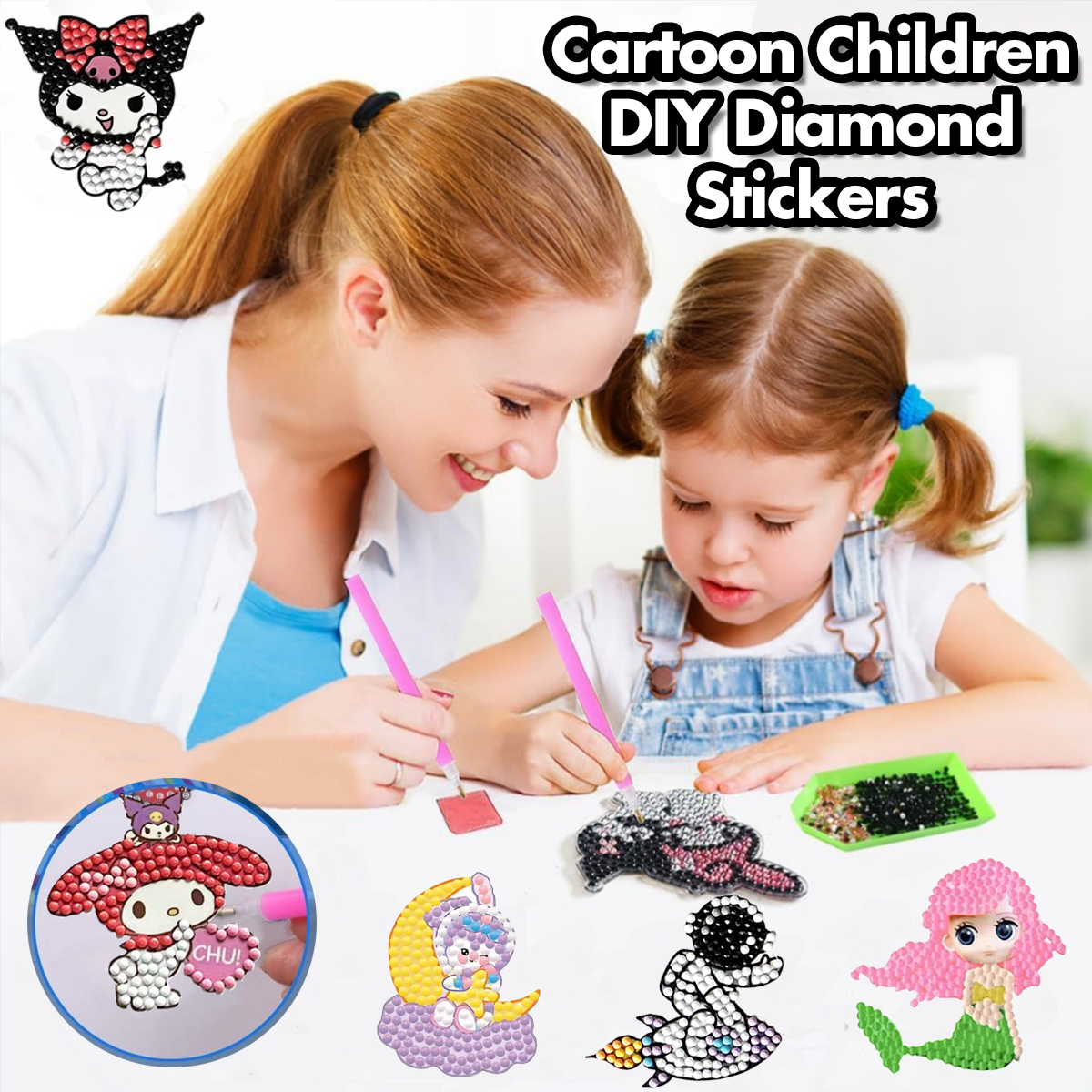 5D Diamond Painting Stickers Kits for Kids Fun DIY Unicorn and Ice