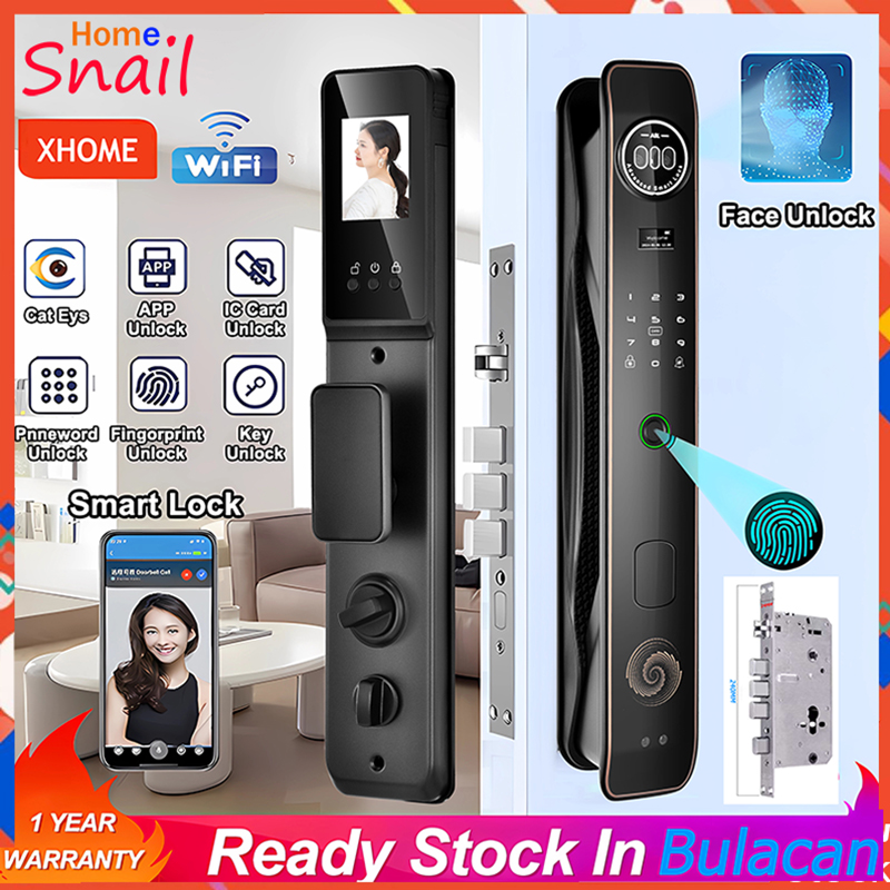 3D Face Unlock Smart Door Lock Inside Safety Electronic Fully Automatic Door Lock System With HD Camera Monitor Cat Eye Biometric Fingerprint Lock With Doorbell App Password Ic Card Key Smart Lock Main Door Lock For Home Hotel Office Door Knob - Brand FOOBE Presyo 4,399 Piso*Libreng Shipping