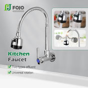 Stainless Steel Wall Mounted Kitchen Faucet with 360° Rotation
