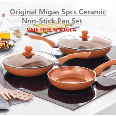 MIGAS 5pc Copper Ceramic Non Stick Frying Pan Set