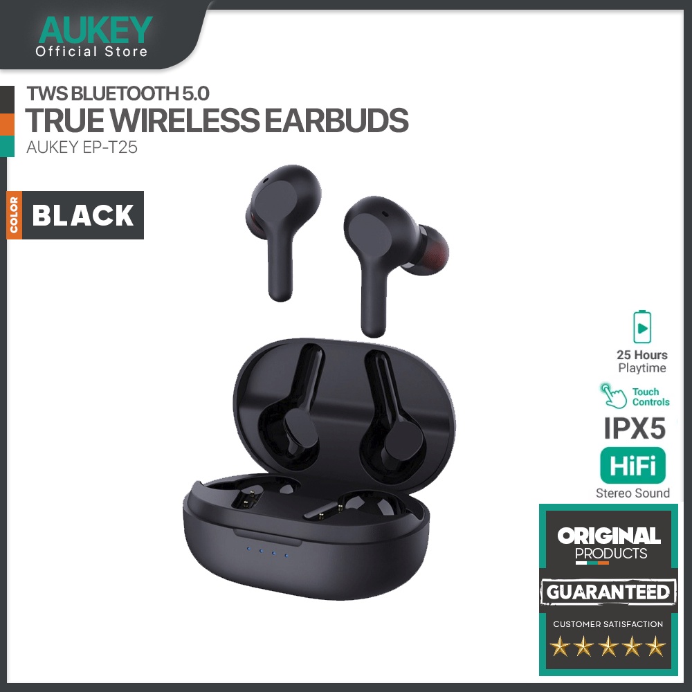 AUKEY Ultra-Compact True Wireless Earbuds EP-T25 Bluetooth 5 Headphones  Black
