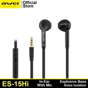 Awei ES-15Hi Wired Earphone with Mic - High Quality Sound