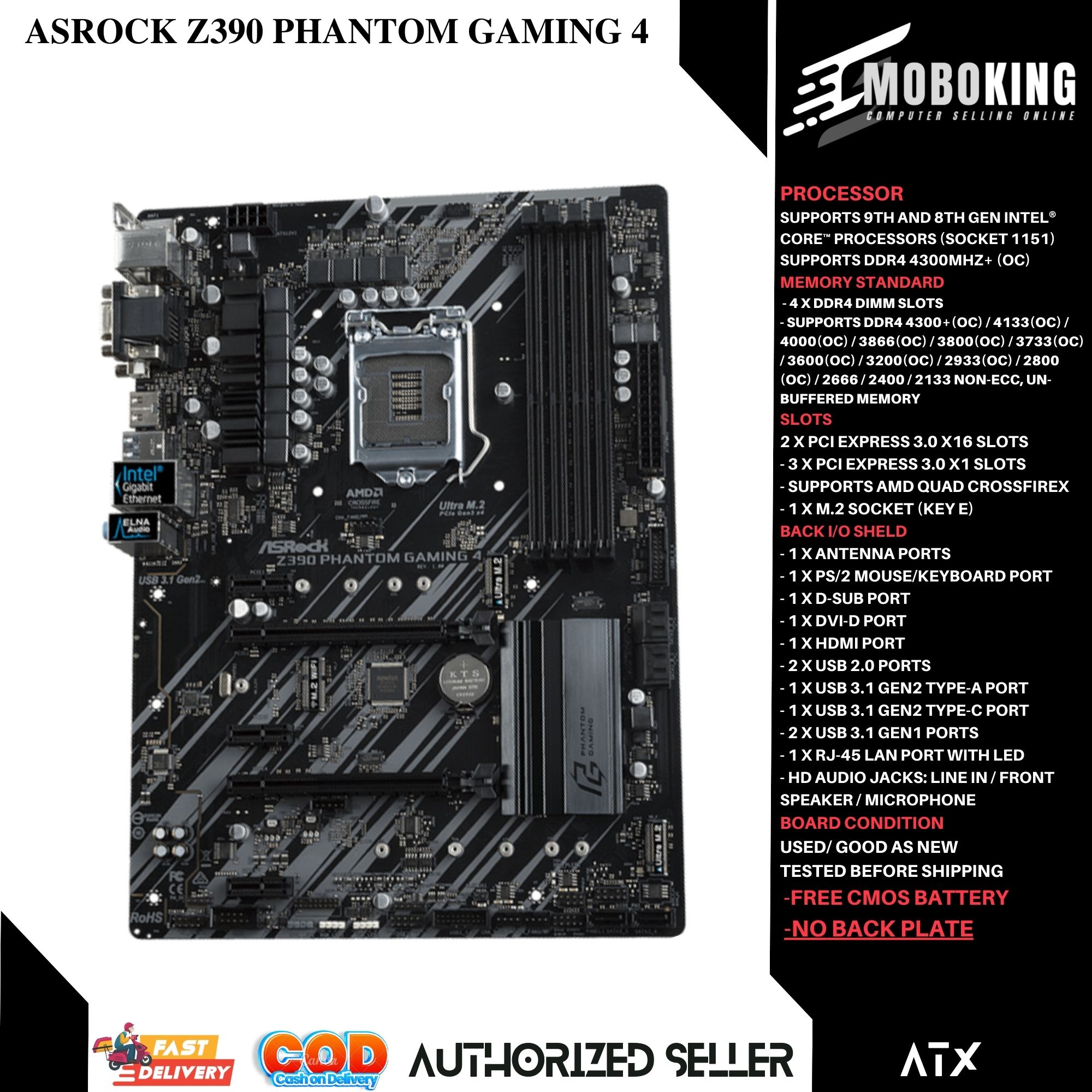 Z390 Phantom Gaming Motherboard Refurbished Z390 PHANTOM GAMING
