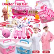 43/53pcs Doctor Toy Set Doctor's Uniform Doctor Nurse Cosplay Children Gift with Toy Storage Box Portable Medical Suitcase Baby Simulation Injection Medicine