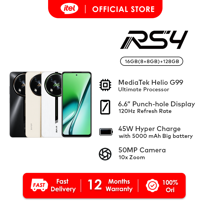 [New] itel RS4 RAM 16GB (8GB+8GB)+ROM 128GB | Helio G99 | 45W 5000mAh | 120hz Screen Punch Hole