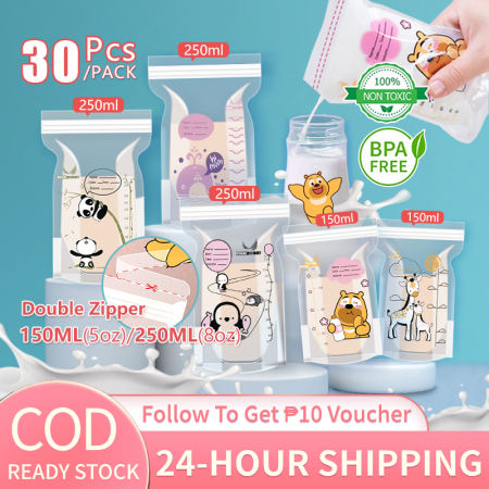 30PCS Breastmilk Storage Bag Doubled-Sealed Bpa Free Baby Breastmilk Bag for Refrigeration 5oz/8oz