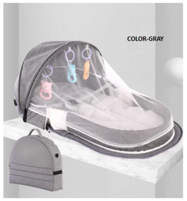 Baby Bed Bassinet Crib Portable Folding Baby Bed Nest Cot for Travel Foldable Bed Bag with Mosquito/Toys Net Infant Sleeping Basket (3)