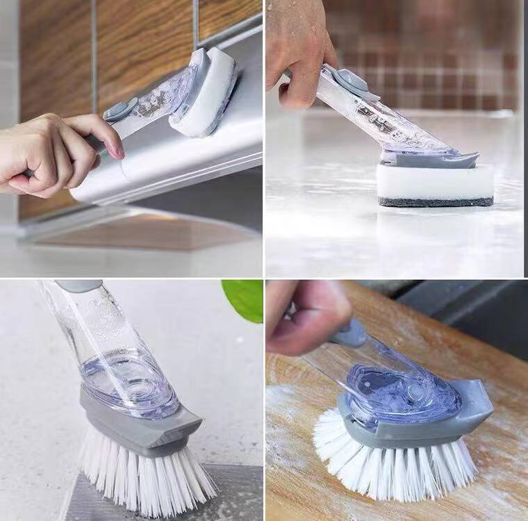 Soap Long Handle Cleaning Brush with Removable Brush head Sponge