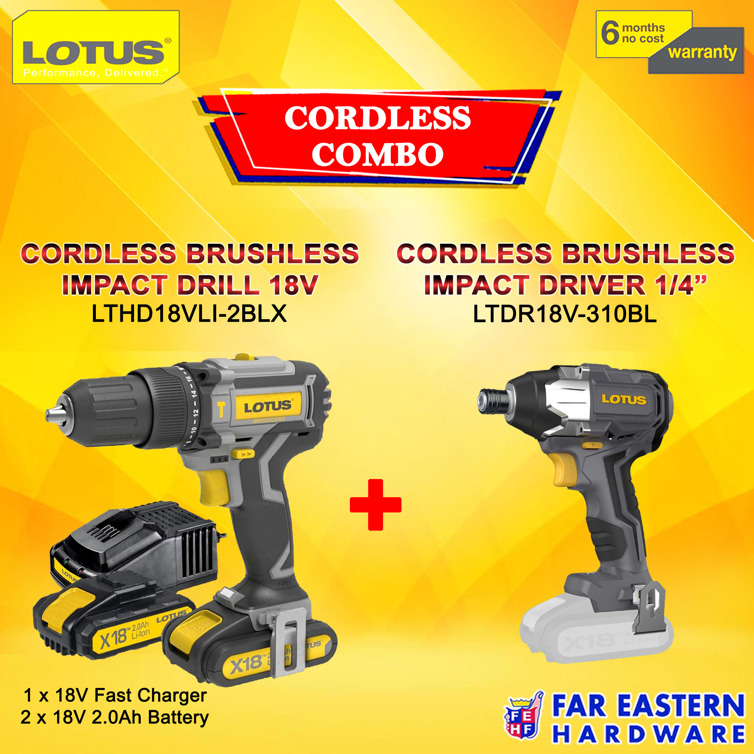 LOTUS COMBO Cordless Brushless Impact Hammer Drill LTHD18VLI 2BLX