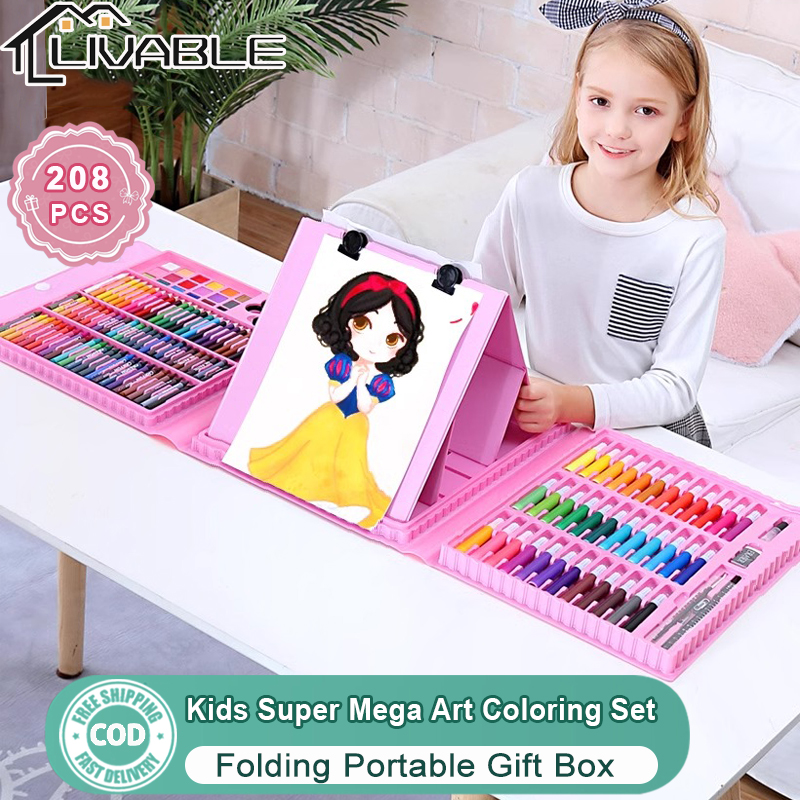 LIVABLE 208 PCS Kids Super Mega Art Coloring Set Painting Set Color Set Water Color Pen Crayon Drawing Set Drawing Pen LIVABLE 208 PCS Kids Super Mega Art Coloring Set Painting Set Color Set Water Color Pen Crayon Drawing Set Drawing Pen