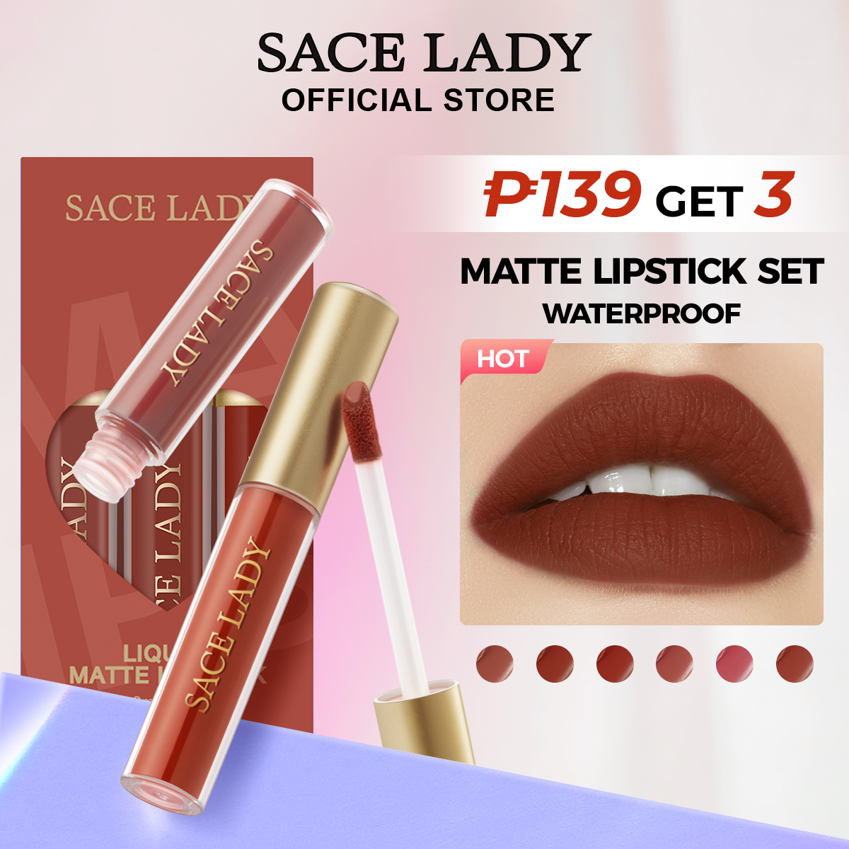 Discount on SACE LADY  shoes - SKU: SACE LADY Liquid Lipstick Waterproof Matte Nonstick Cup Lasting Liptint 3pcs Set