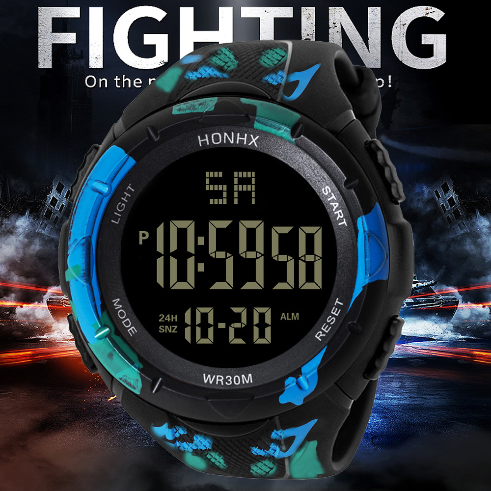 100pcs/lot HONHX Luxury Mens Digital Waterproof Sport LED Watch Date Sport  Men Outdoor Sport Watch