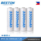 Beston 4pcs 3300mAh 1.2v AA Batteries