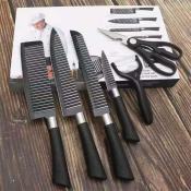 JF Kitchen Knife Set 6 Pcs Pastel Colors Stainless Steel Chef Knife Bread Knife Cleaver Scissors-Z239