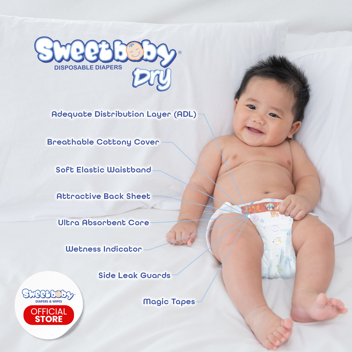 SWEETBABY DRY BABY TAPED DIAPER NEWBORN ECONO