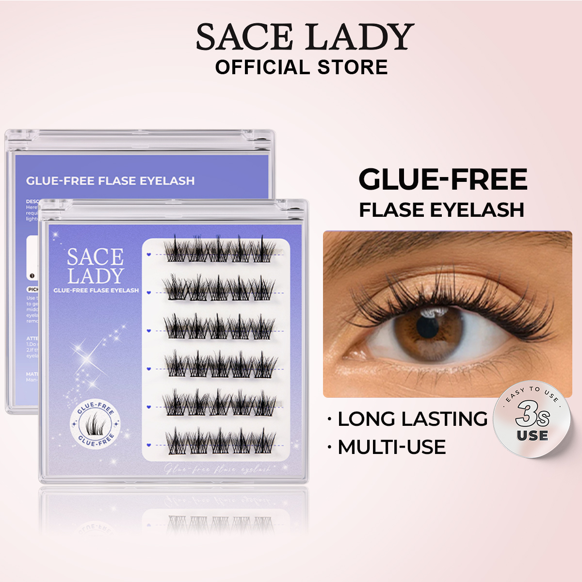 Discount on Sace Lady  shoes - SKU: Sace Lady Glue-Free Flase Eyelashs 15 Pairs Natural Soft Thick Fake Lashes Lazy Savior Eye Makeup