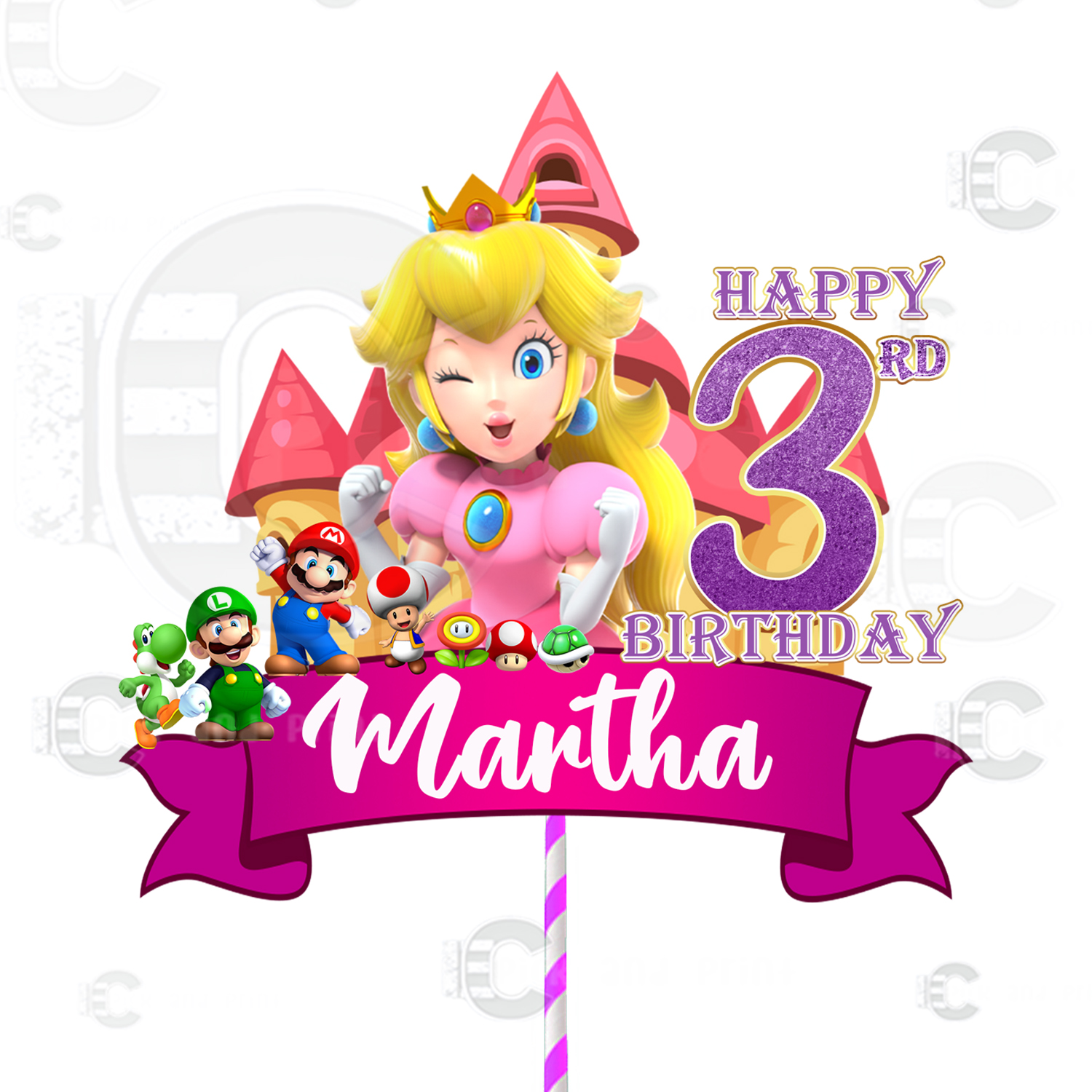 Princess Peach Theme Cake Topper in 2023  Princess peach party, Princess  cake toppers, Peach party