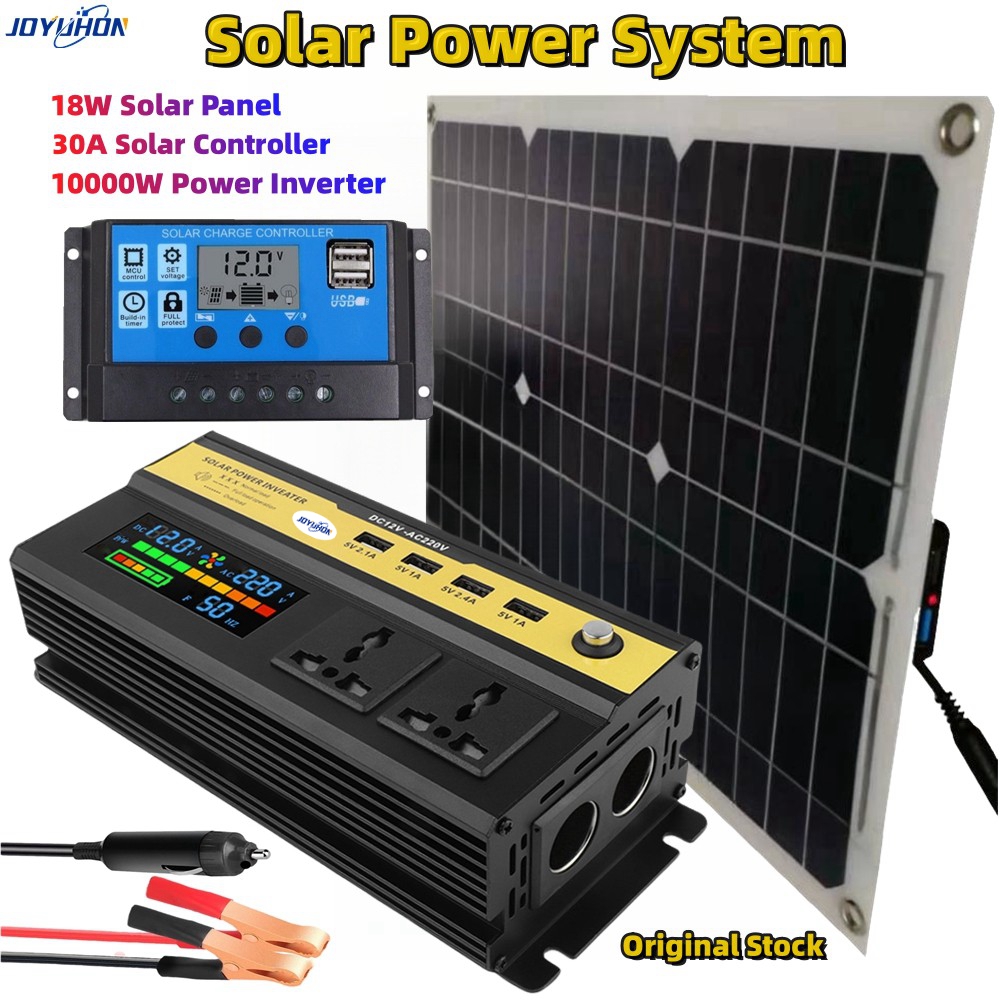 110V/220V Solar Power System 20W Solar Panel Battery Charger  4000W Solar Inverter Complete Kit Solar Controller 30A/40A/50A/60A (Black)  : Patio, Lawn & Garden