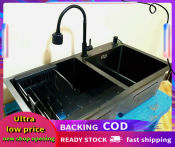 Nano Black Stainless Double Tub Kitchen Sink - Brand: COMPLETE