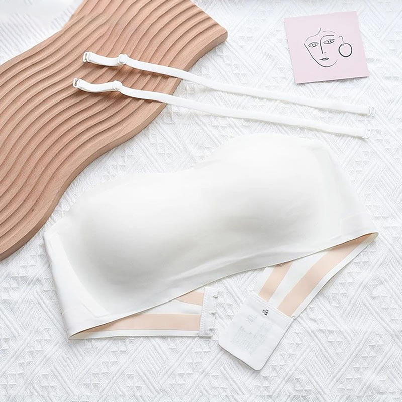 Motovita Seamless Bra Solid Color Summer Thin Push Up Non-slip Strapless Invisible Brassiere Non Detachment Gathered Tube Top Lingerie - Image 4
