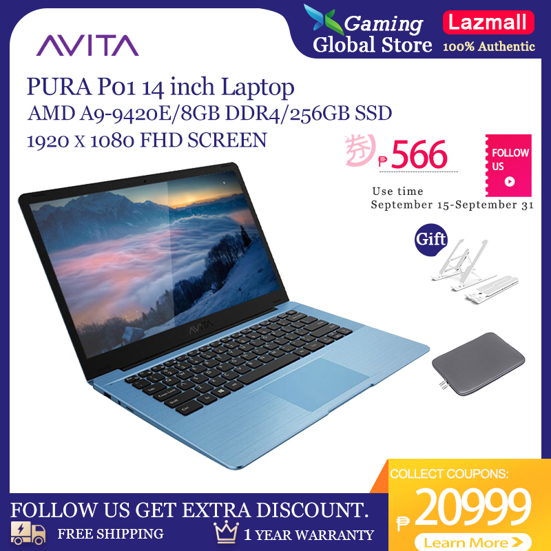 Lazada Philippines - AVITA PURA P01 14 inch Laptop AMD A9-9420E/8GB DDR4/256GB SSD Portable Laptop with 1920*1080 FHD Screen Grey/Black/Pink/Blue