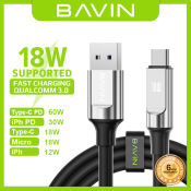 BAVIN Super Fast Charging Data Cable, 12W-60W PD, Widely Compatible
