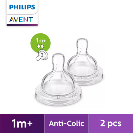 Philips AVENT 1m+ Anti-colic Slow Flow Nipples, 2-pack
