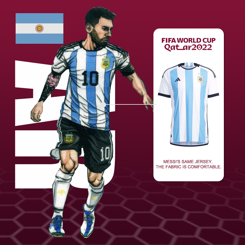 DIBEI Fan Jerseys Countries Official 2022 World Cup Fan Jerseys Countries/Styles Argentina, Brazil, Mexico & Compatible with USA