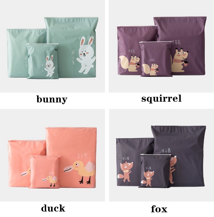 3pcs Cartoon Travel Storage Bags Zipper Waterproof Organizer Pouch Clothes Shoes