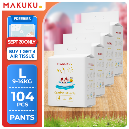 MAKUKU Soft Diaper Pants Bundle, Sizes L-XXXL, 4-Pack