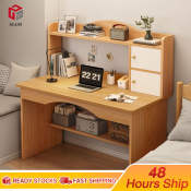 Wooden Computer Desk with Integrated Bookshelf - Siam