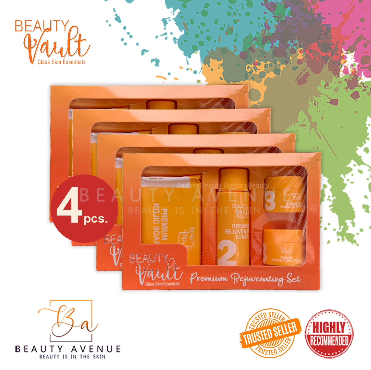 Beauty Vault Premium Rejuvenating Set - 4-Piece Travel Size Skincare Kit, Unisex